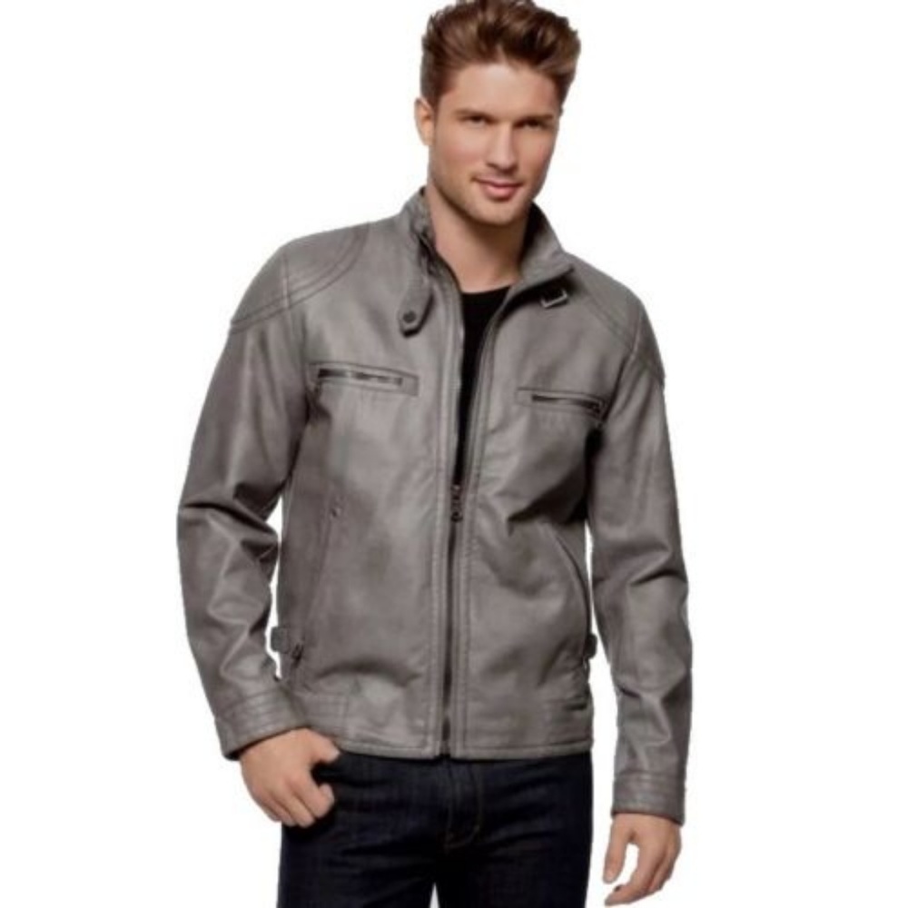 Calvin Klein Moto Jacket Mens Large Faux Leather